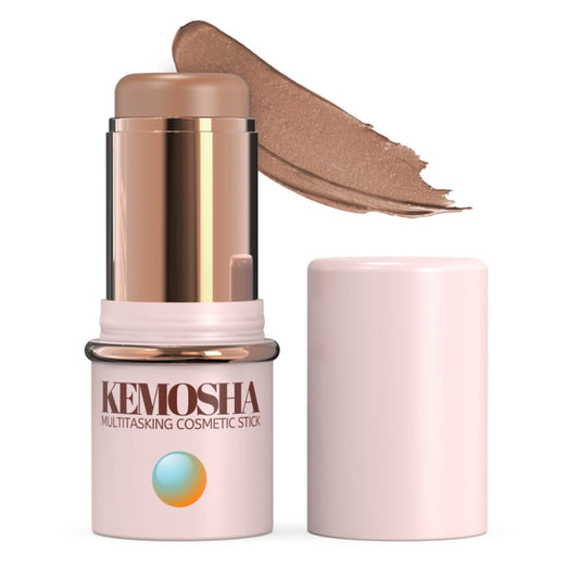 Light brown multi-purpose cosmetic stick with a swatch of product